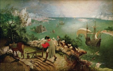 イカロスの堕落のある風景 フランドルのルネサンス農民ピーテル・ブリューゲル長老 Oil Paintings